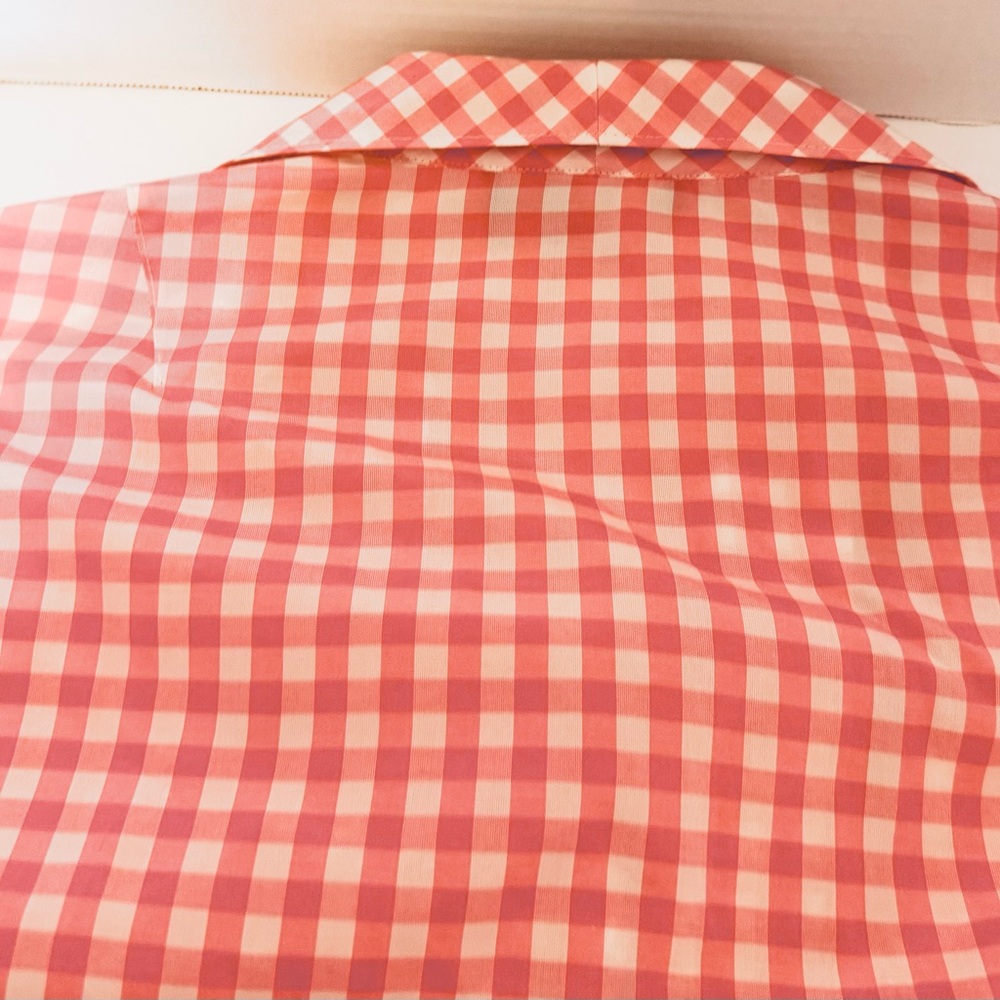 Jones New York Collection Pink Gingham Silk Blouse Long Sleeve Cuffs Size 14W - Picture 16 of 16